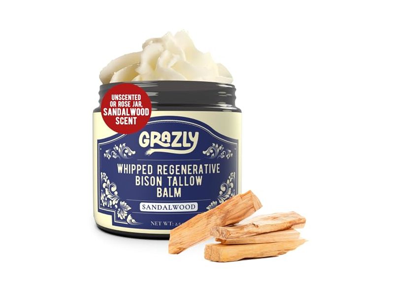 Grazly Whipped Bison Tallow Regenerative Balm, Rose Geranium. 2.5 oz