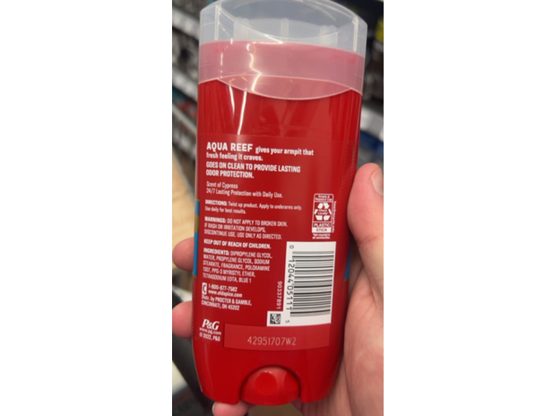 Old Spice Aqua Reef Antioxidants Deodorant, Cypress, 3.8 oz/107 g