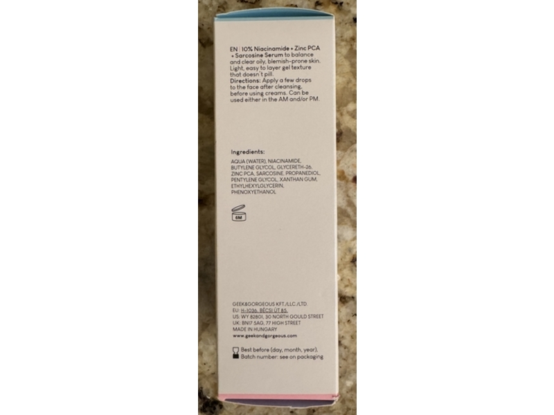 Geek & Gorgeous 101 B- Bomb Serum, 10% niacinamide, 1 fl oz/30 mL