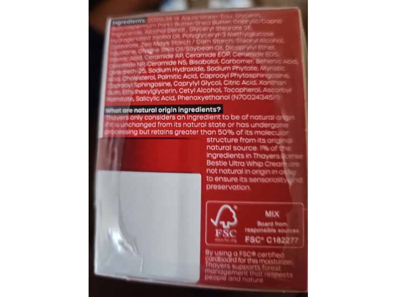Thayers Barrier Bestie Ultra Whip Face Cream, 2.0 fl oz/59 mL