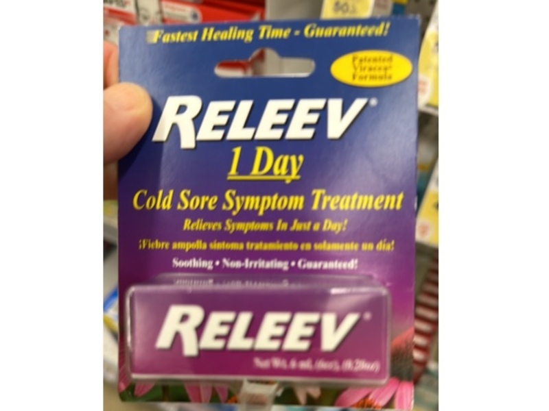 Releev 1-Day Cold Sore Symptom Treatment, 0.20 oz/6 mL