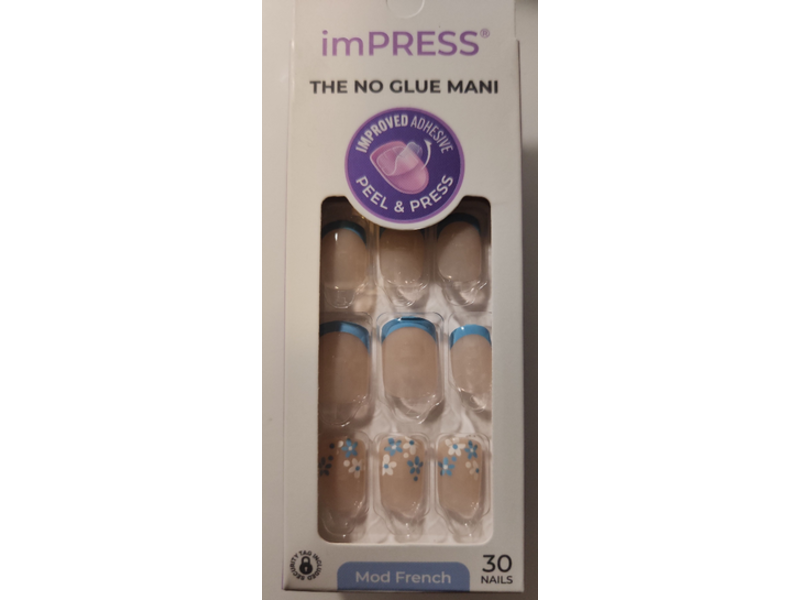 Impress The No Glue Mani Fake Nails Kit, Snooze, Short, 30 Count
