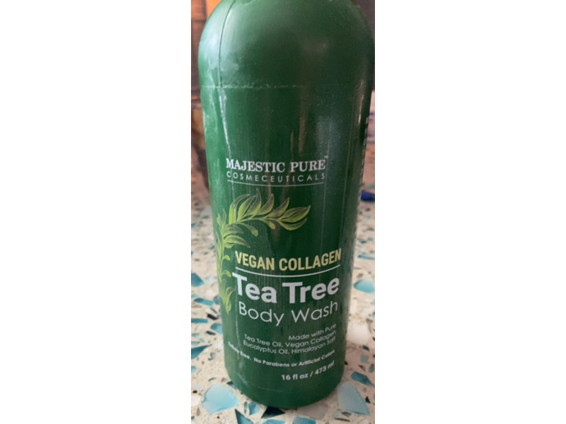 Majestic Pure Body Wash, Tea Tree, Vegan Collage, 16 fl oz/473 mL, Pack Of 1