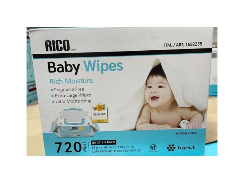 Rico Baby Wipes, Rich Moisture, 720 Count