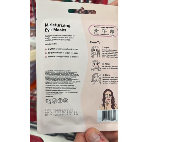 Grace & Stella Moisturizing Eye Mask, Pink, 0.2 oz/6 g, 2 Pairs