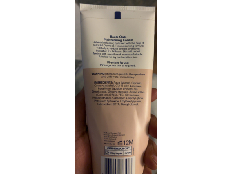 Boots Moisturising Cream, Colloidal Oatmeal, 8.4 fl oz/250 mL