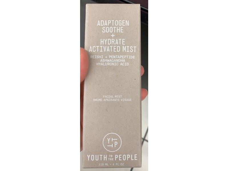 Youth To The People Adaptogen Soothe + Hydrate Activated Facial Mist, Reishi + Pentapeptide, 4 fl oz/118 mL
