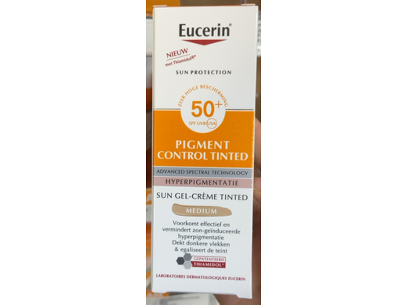 Eucerin Sun Pigment Control Tinted Gel Cream Sunscreen, Medium, SPF 50, 50 mL