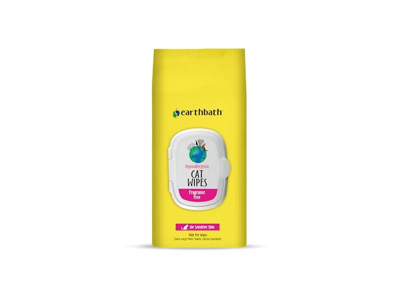 Earthbath Cat Wipes, Fragrance Free, 100 Count