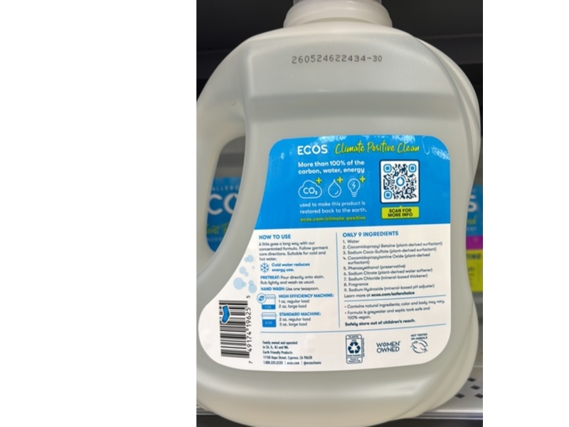 Ecos Hypoallergenic Plant Powered Laundry Detergent, Magnolia & Lily, 150 Loads, 150 fl oz/4.44 L