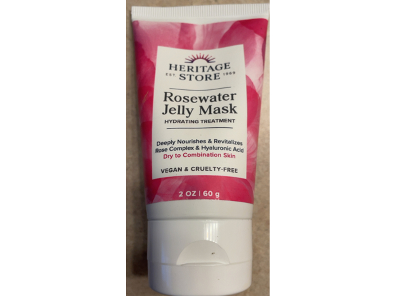 Heritage Store Hydrating Treatment Jelly Mask, Rosewater, 2 oz/60 g