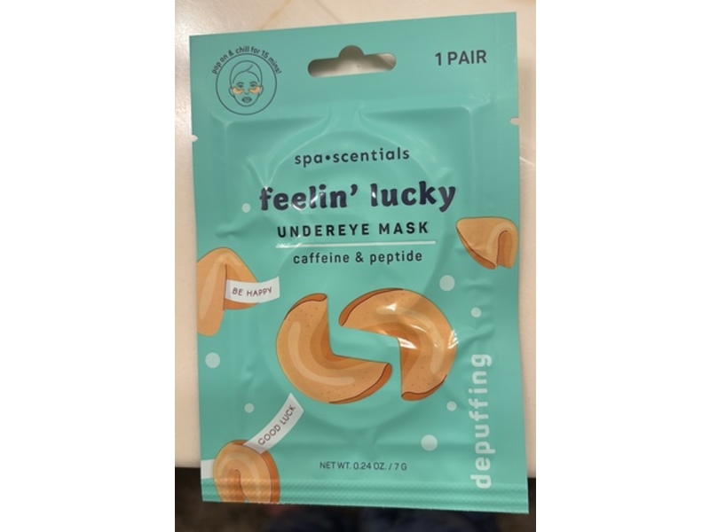 Spa Scentials Undereye Mask, Feelin' Lucky, Caffeine & Peptide, Depuffing, 0.24 oz/7 g, 1 Pair, 2 Count