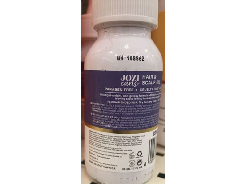 Jozi Curls Treat Hair & Scalp Oil, Raw Shea Butter & Marula Oil, 1.7 fl oz/50 mL