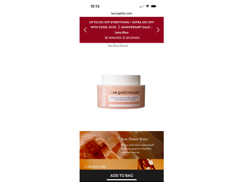 Bliss Rose Gold Rescue Gentle Moisture Cream, 1.5 oz