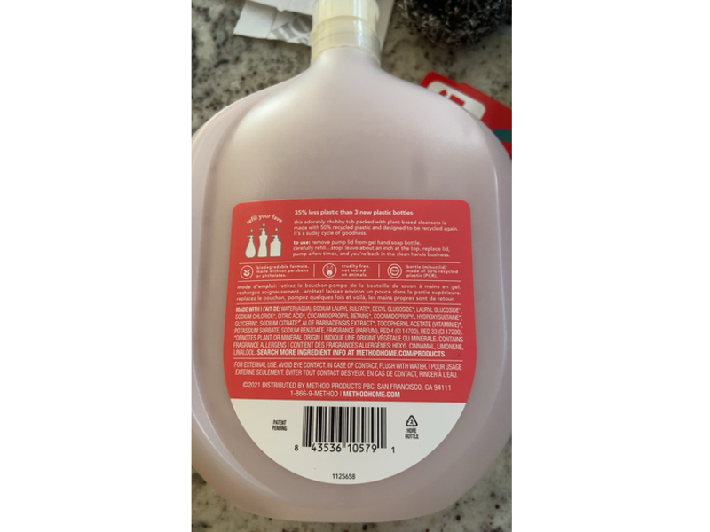 Method Gel Hand Wash Refill, Pink Grapefruit, 34 fl oz/1 L