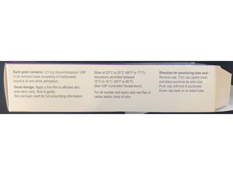 Desoximetasone Ointment, Usp, 0.25% 100G, Viona Pharmaceuticals (RX)