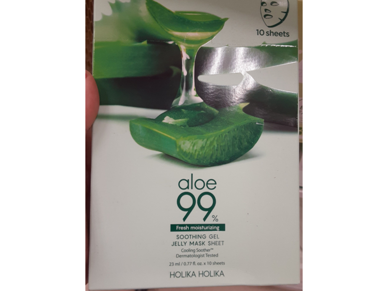 Holika Holika Aloe 99% Soothing Gel Jelly Mask Sheet, 0.77 fl oz/23 mL, 10 Count