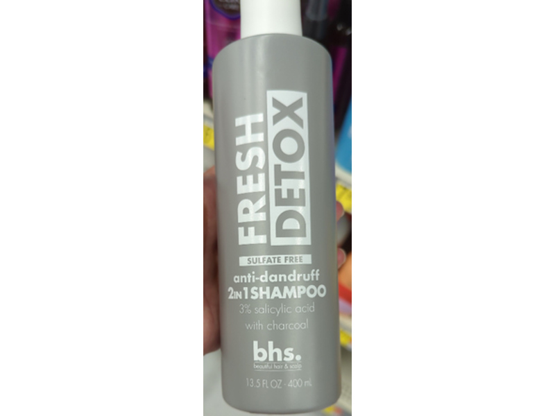 bhs. Fresh Detox Anti-Dandruff 2 In 1 Shampoo, Salicylic Acid & Charcoal, 13.5 fl oz/400 mL