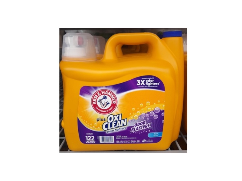 Arm & Hammer Plus Oxi Clean Stain Fighters Odor Blasters Detergent, Fresh Burst Scent, 122 Loads, 158.6 fl oz/4.69 L