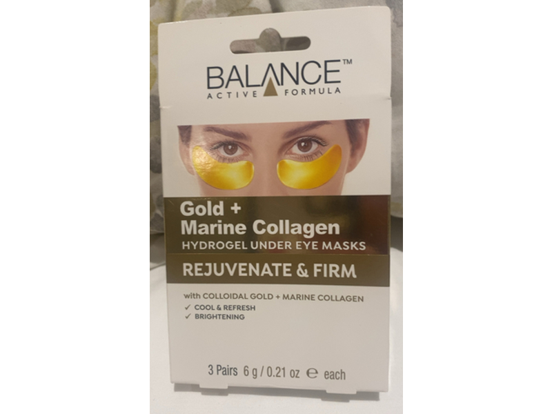 Balance Active Formula Hydrogel Under Eye Masks, Gold + Marine Collagen, 3 Pairs