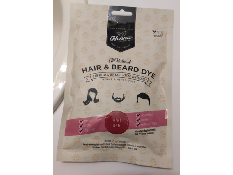 Henna Color Lab Hair & Beard Dye, Wine Red, 3.5 oz/100 g