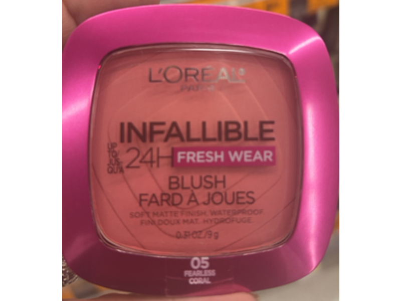 L'Oreal Paris Infallible Up to 24H Fresh Wear Soft Matte Blush, Fearless Coral 05, 0.31 oz/9 g