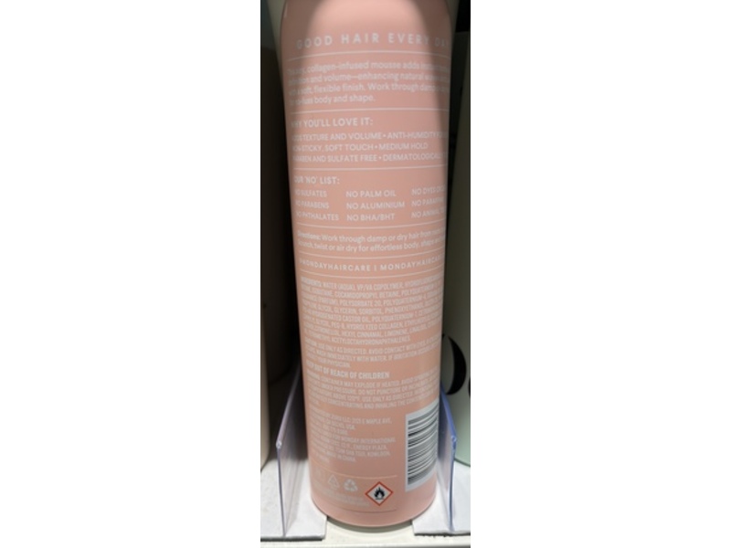 Monday Volume Texturizing Mousse, 7 oz/198 g