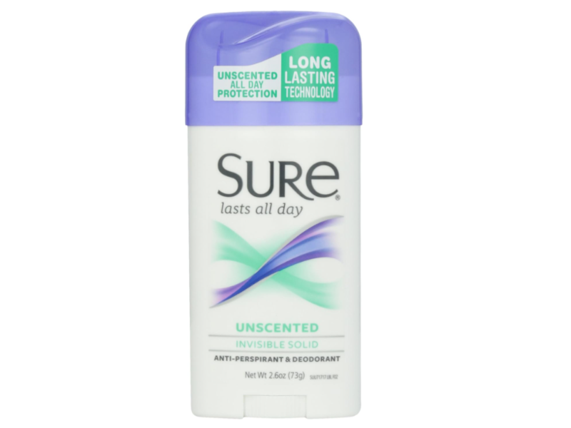 Sure Unscented Invisible Solid Deodorants & Antiperspirants, 2.6 oz/73 g