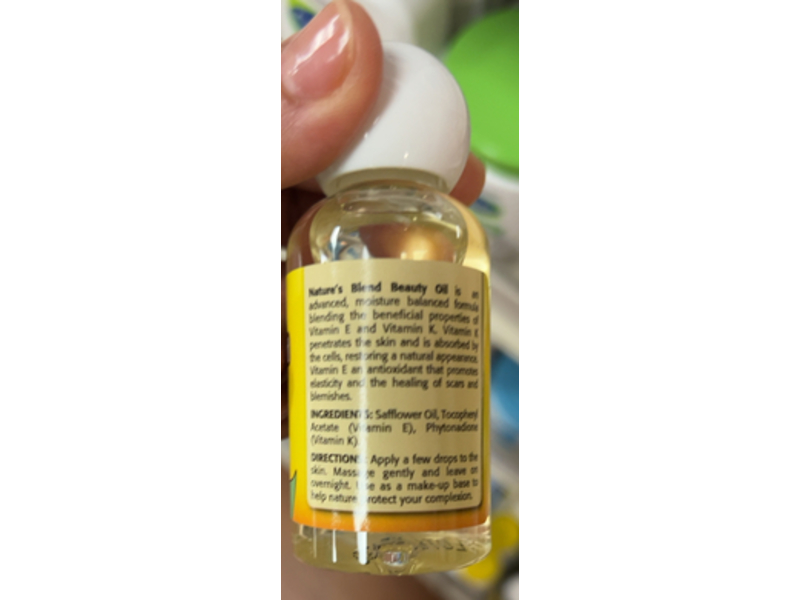 Natural Blend Beauty Skin Oil, Vitamin E & K, 1.75 fl oz/52 mL