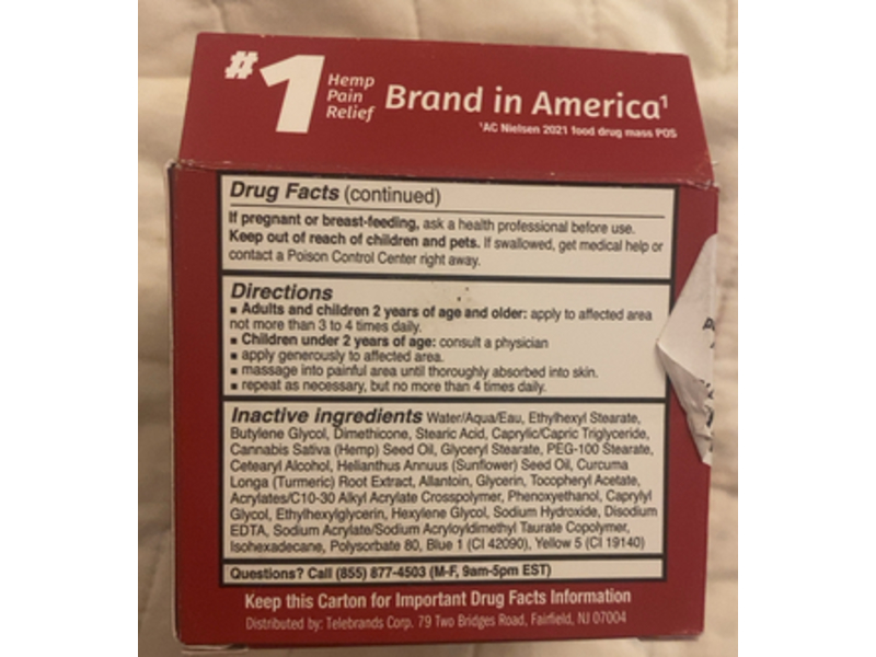 Hempvana Ultra Strength Pain Relief Cream, Lidocaine, 4 oz/119 g