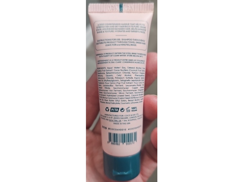 Coco & Eve Super Nourishing Hair Mask, Coconut & Fig, 1 fl oz/30 mL