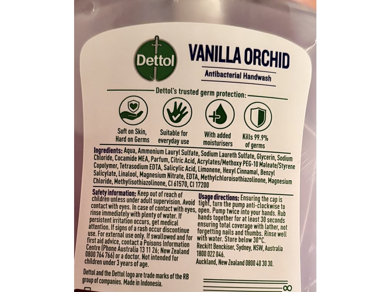 Dettol Antibacterial Hand Wash, Vanilla Orchid, 250 mL