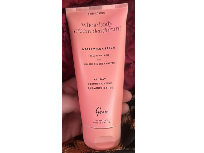 Gem Whole Body Cream Deodorant, Watermelon Fresh, 2.5 fl oz/73 mL