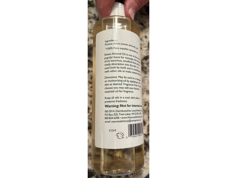 Nature's Alchemy Carrier Oil, Sweet Almond, 16 fl oz/473 mL