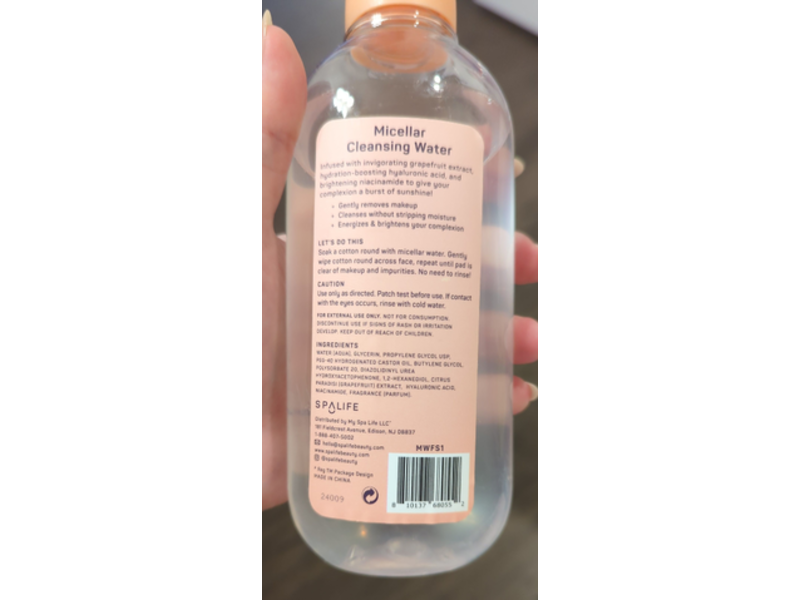 Spa Life Fresh Squeeze Micellar Water, Grapefruit, 13.5 fl oz/399 mL