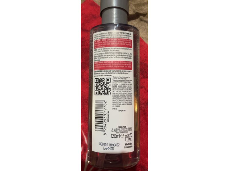 L'Oreal Paris Revitalift Crystal Deep Purifying Cleansing Gel, 2.0% Salicylic Acid, 120 mL