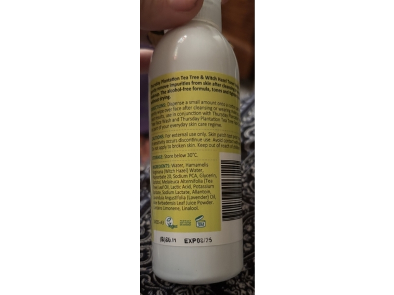 Thursday Plantation Toner, Tea Tree & Witch Hazel, 100 mL
