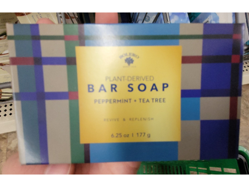 Bolero Plant-Derived Bar Soap, Peppermint & Tea Tree, 6.25 oz/177 g