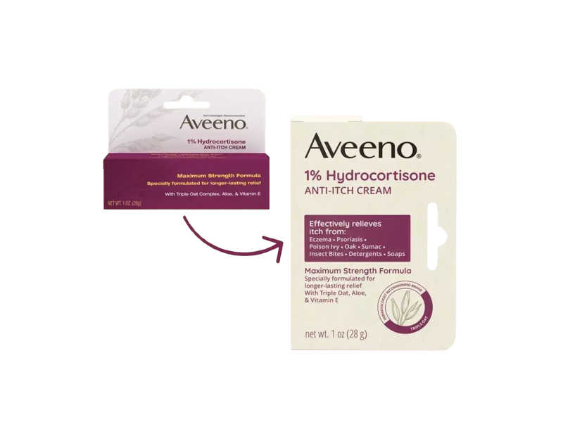 Aveeno 1% Hydrocortisone Anti-Itch Cream, Maximum Strength Formula, 1 oz/28 g