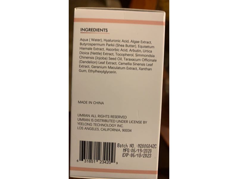 Umran Intimate Area Whitening Cream, 1.67 fl oz/50 ml