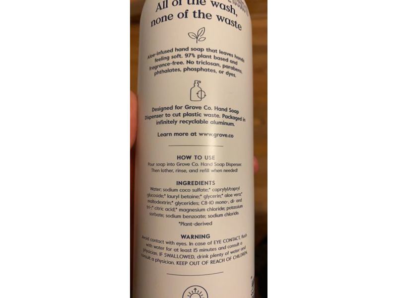 Grove Co Hydrating Hand Soap, Free & Clear, 13 fl oz/384 mL