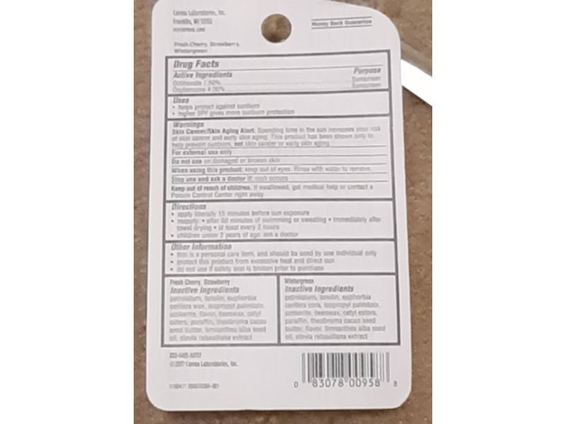 Carmex Moisturizing Lip Balm, SPF 15, Fresh Cherry, Strawberry & Wintergreen, 0.15 oz/4.25 g