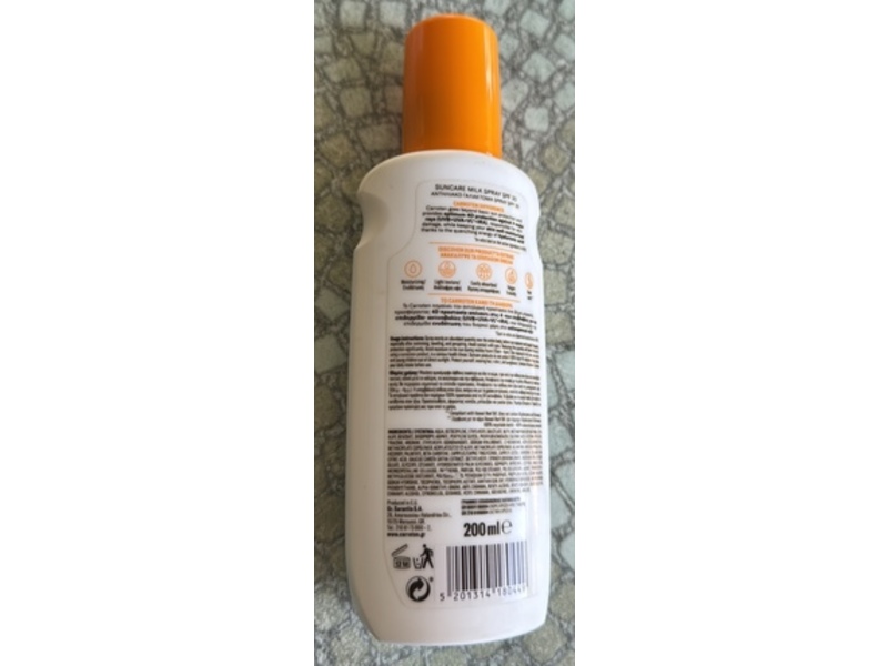 Carroten Protect & Hydrate Suncare Milk Spray, SPF 30, Hyaluronic Acid, 200 mL