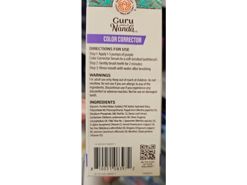 Guru Nanda Teeth Brightening Color Corrector, 1 fl oz/30 mL