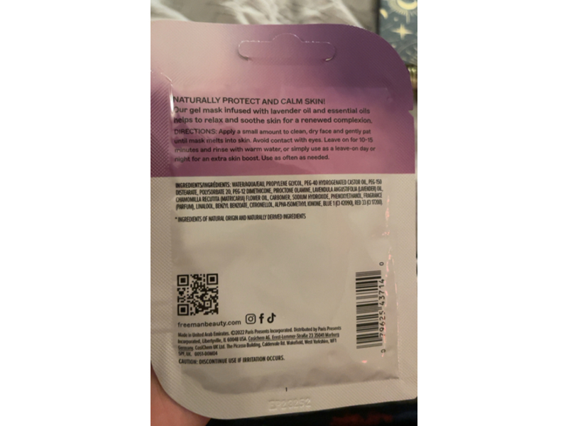 Freeman Relaxing Gel Mask, Lavender Oil, 0.33 fl oz/10 mL