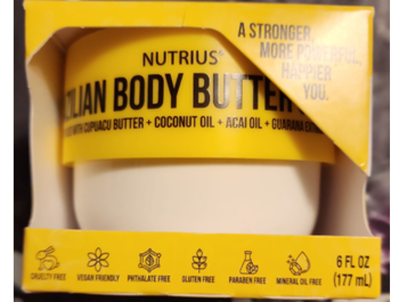 Nutrius Brazilian Body Butter Cream, 6 fl oz/177 mL