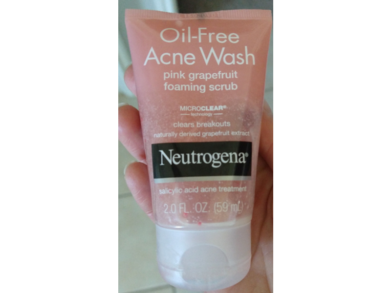 Neutrogena Oil-Free Acne Wash Foaming Scrub, Pink Grapefruit, 2 fl oz/59 mL
