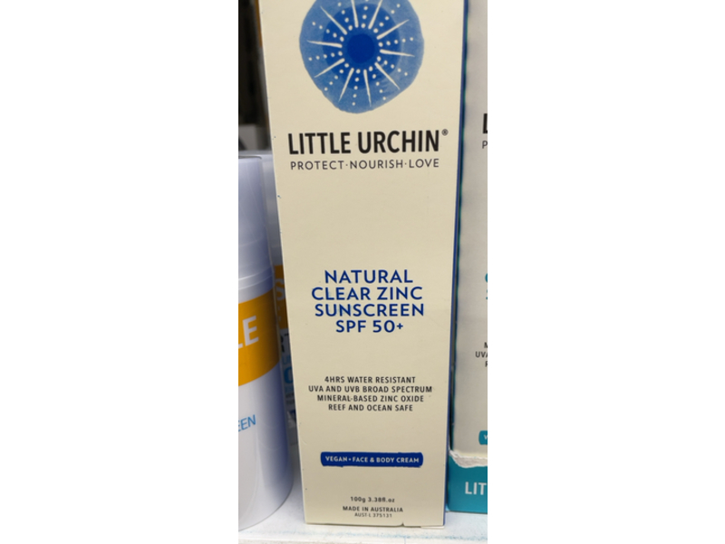 Little Urchin Natural Sunscreen, Clear Zinc SPF 50+, 3.38 fl oz/100 g