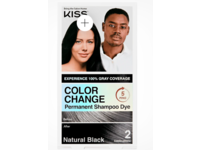 Kiss Color Change Permanent Shampoo Dye, Natural Black, 2 Applications - Image 2