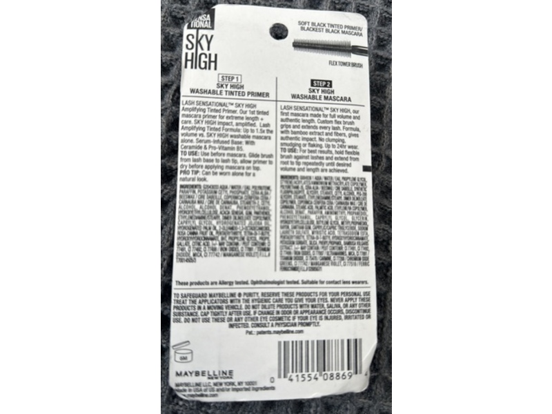 Maybelline New York Lash Sensational Sky High Mascara & Tinted Primer Kit, Blackest Black, Soft Black